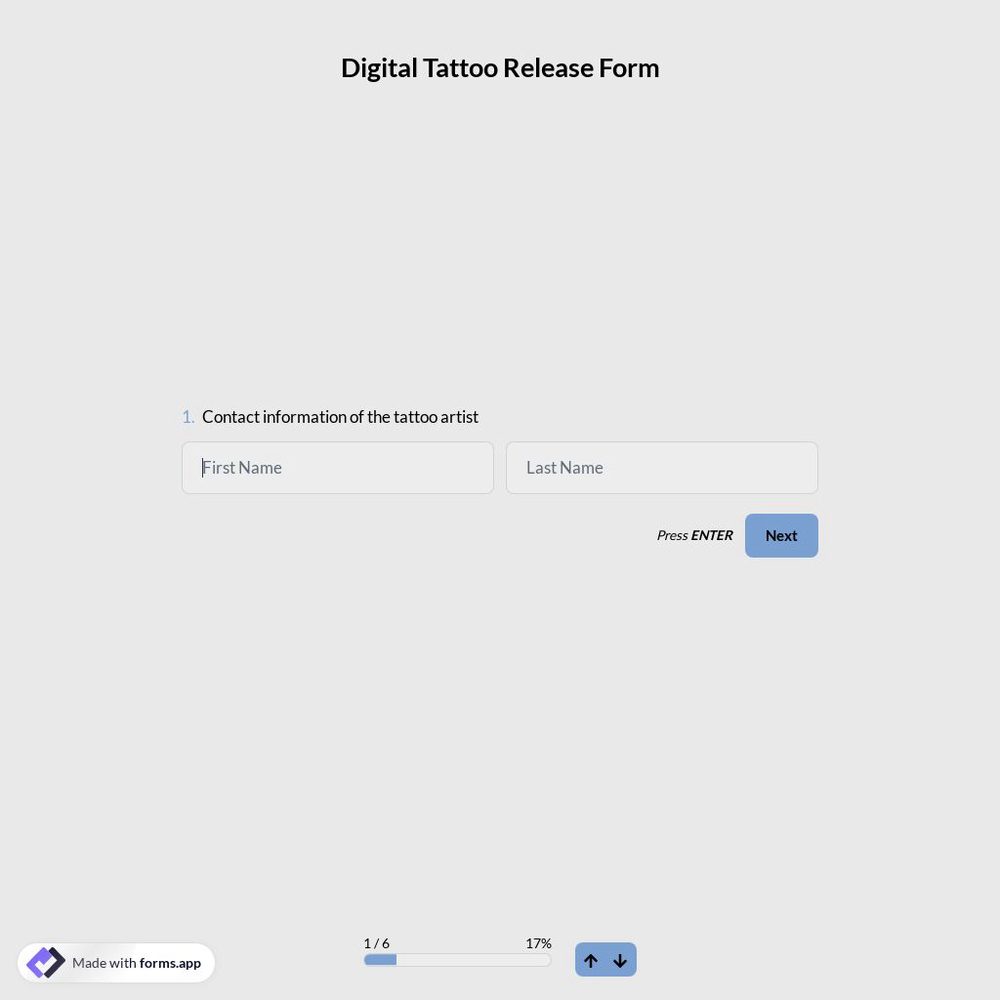Digital Tattoo Release Form