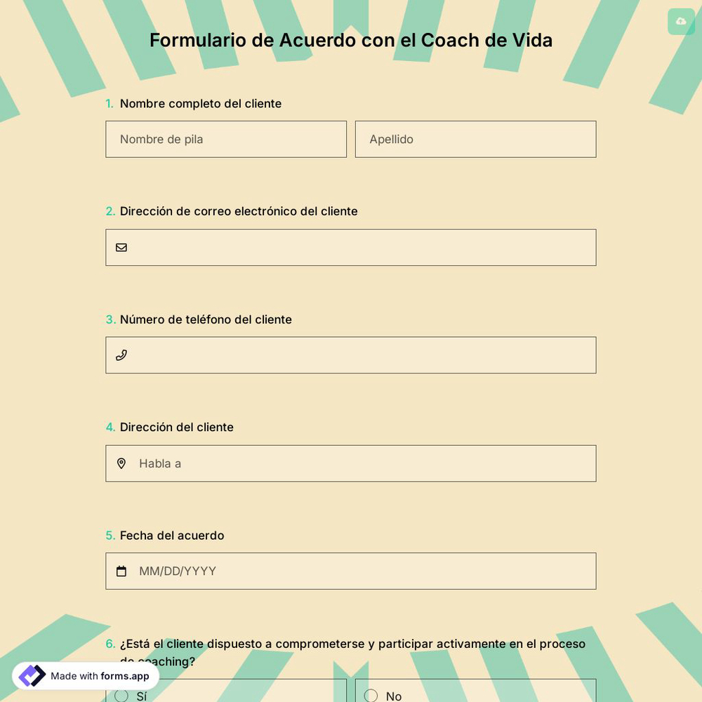 Formulario de Acuerdo con el Coach de Vida