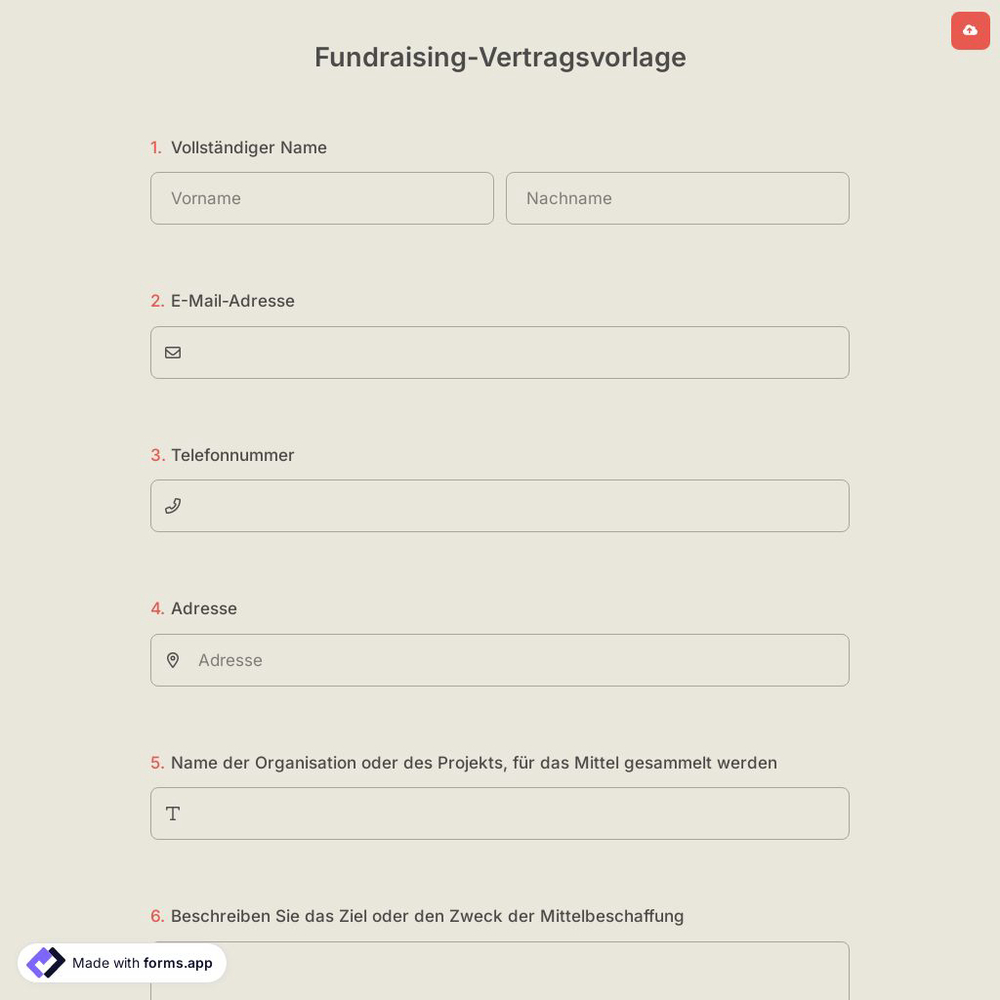Fundraising-Vertragsvorlage