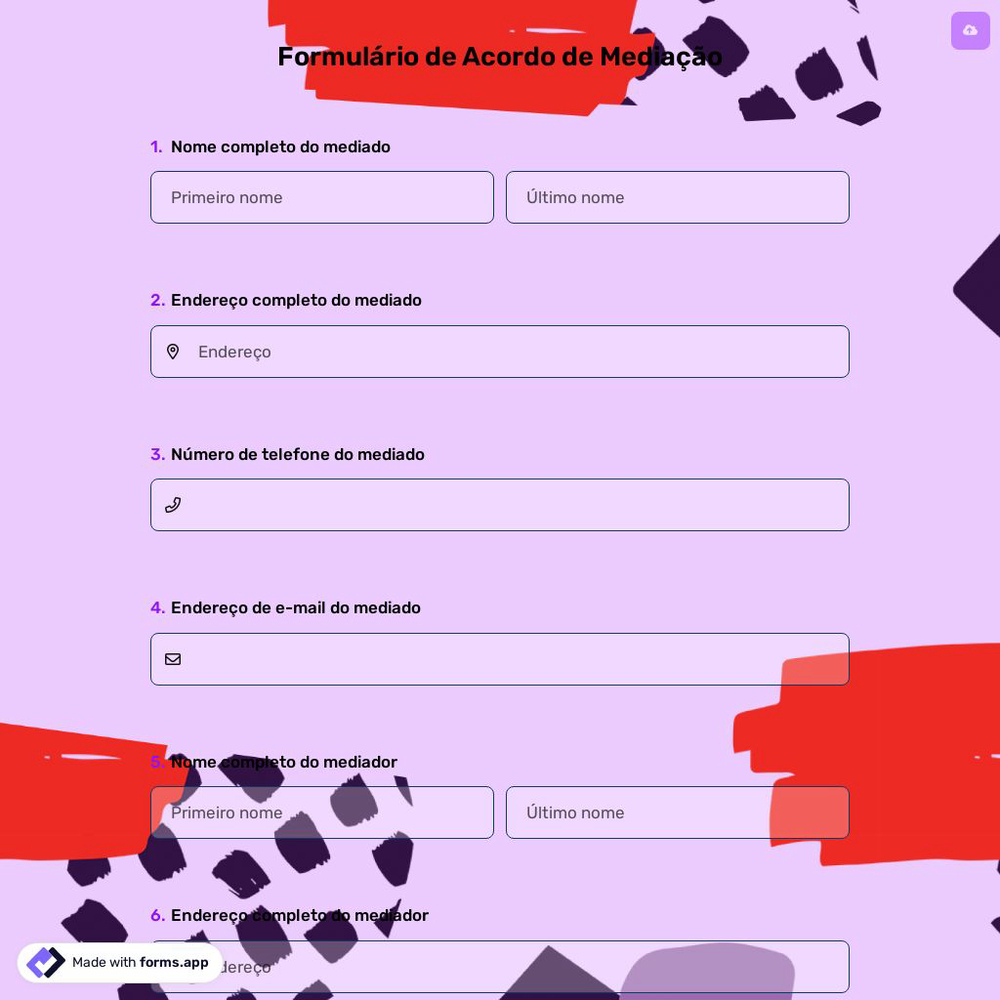 Formulário de Acordo de Mediação