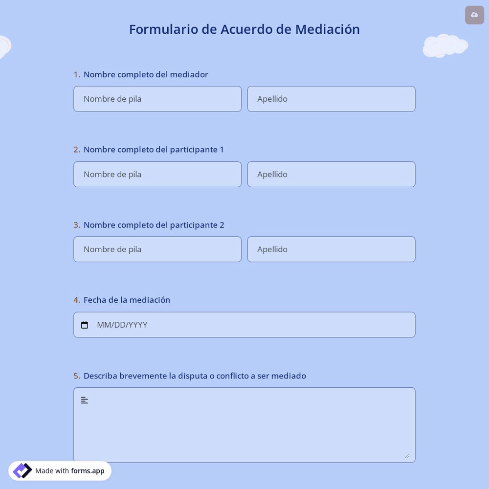 Formulario de Acuerdo de Mediación