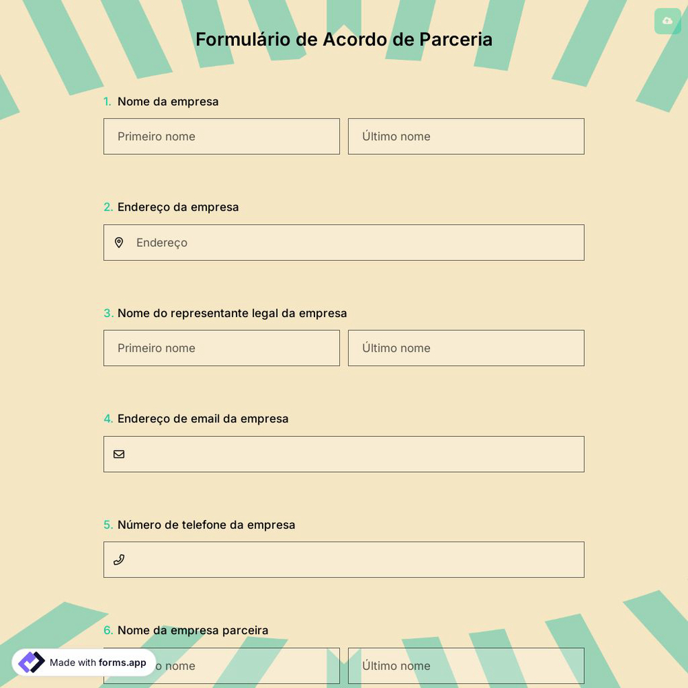 Formulário de Acordo de Parceria