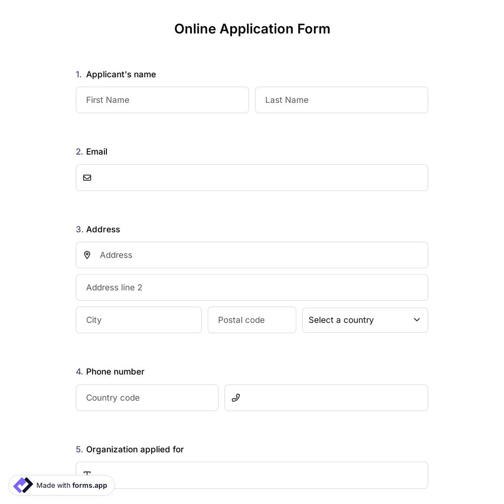Online Application Form