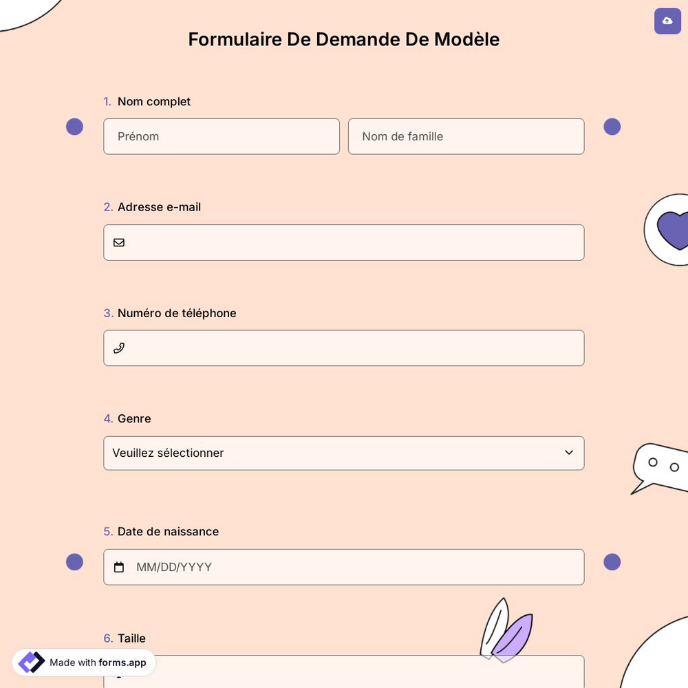 Formulaire De Demande De Modèle