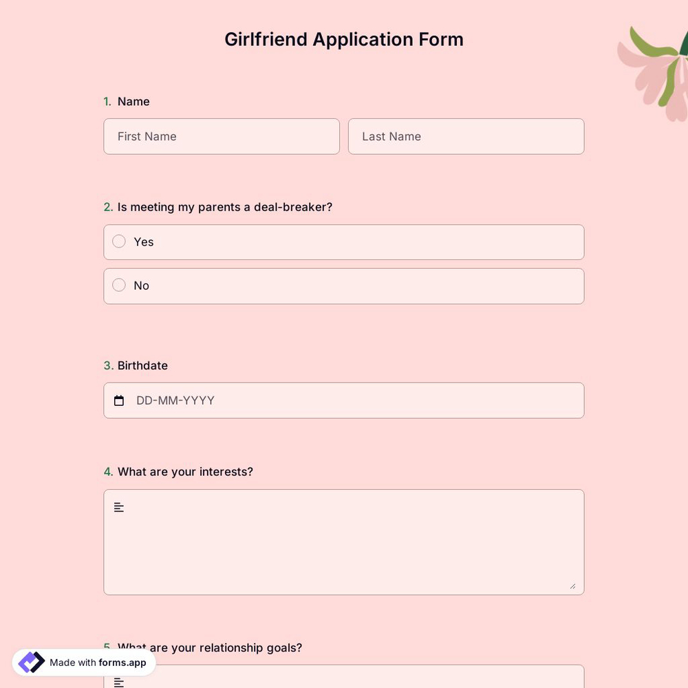 Girlfriend Application Form