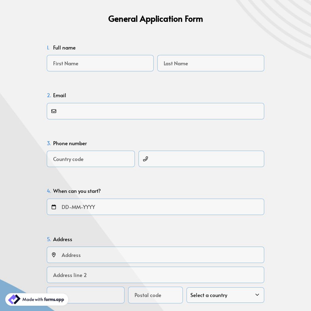General Application Form