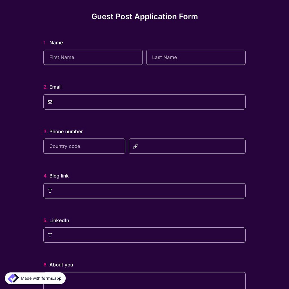 Guest Post Application Form