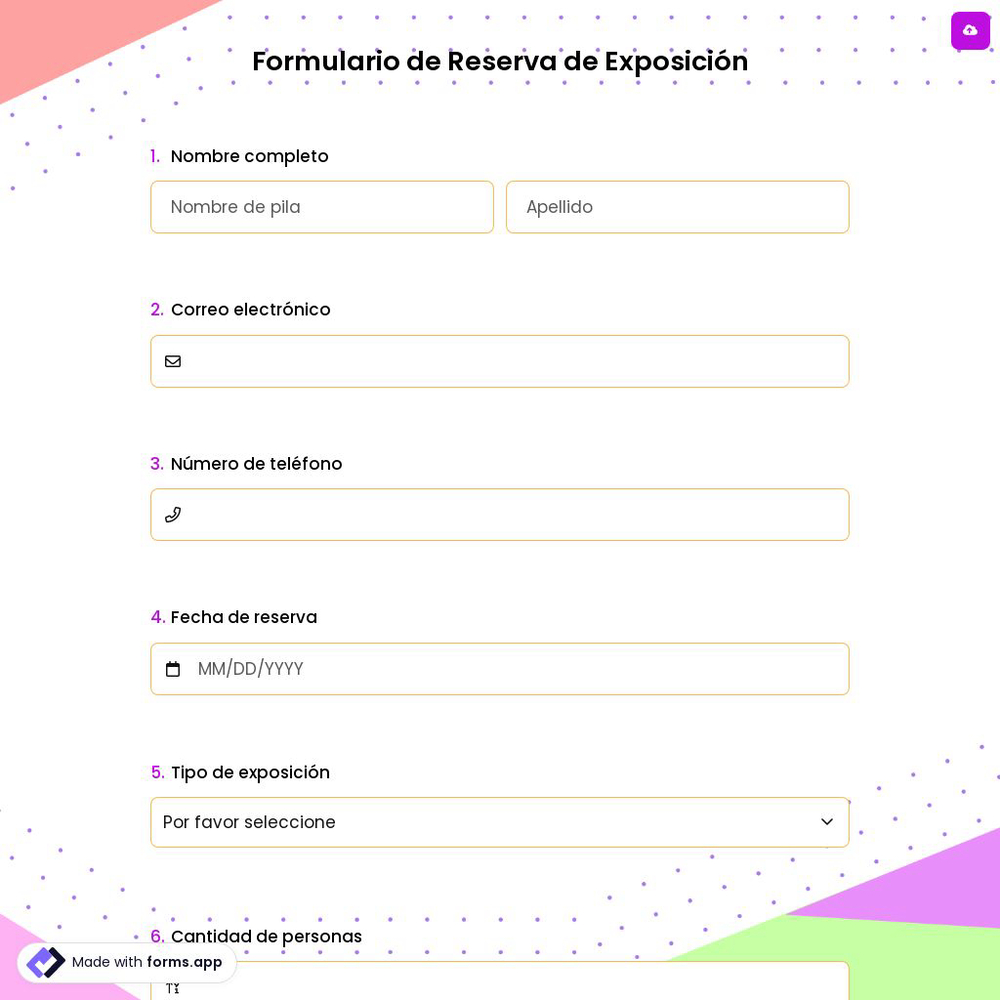 Formulario de Reserva de Exposición