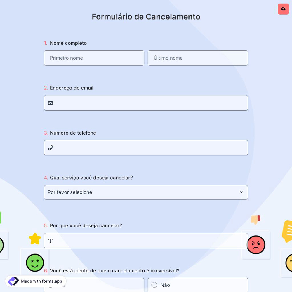 Formulário de Cancelamento