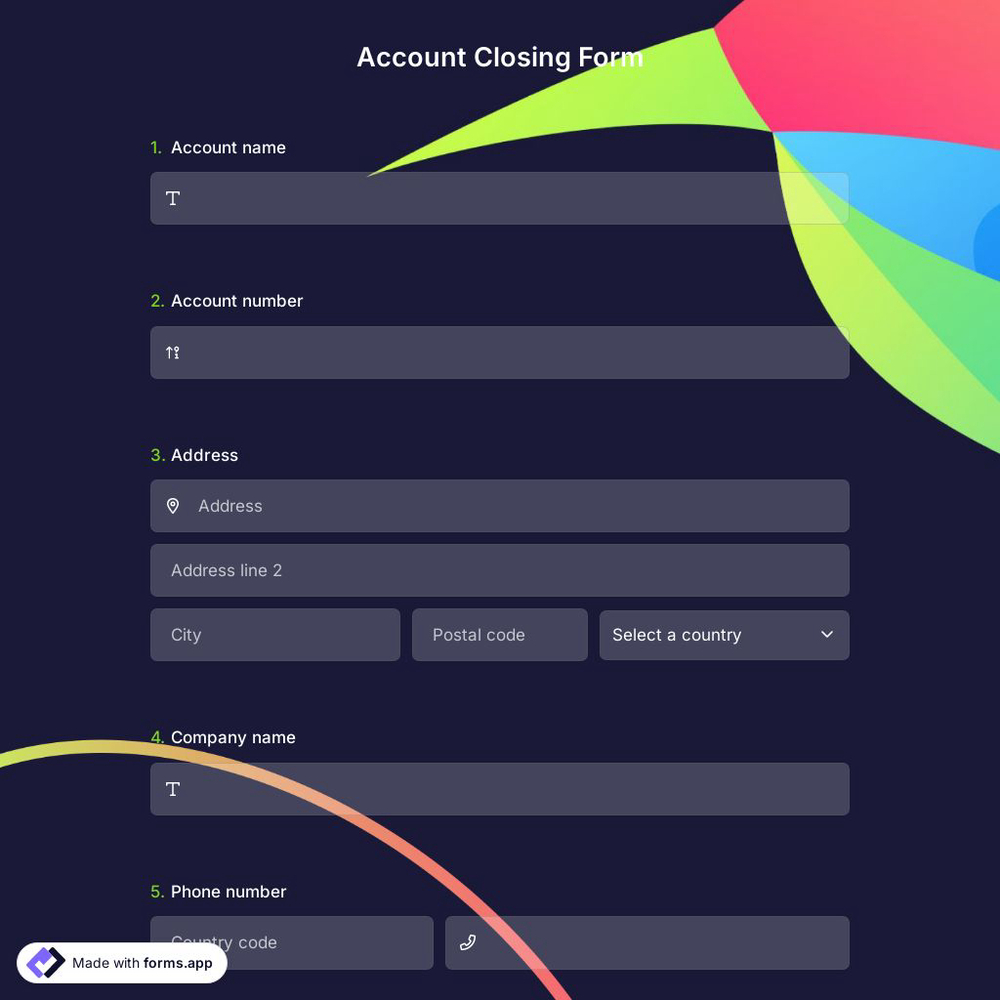 Account Closing Form