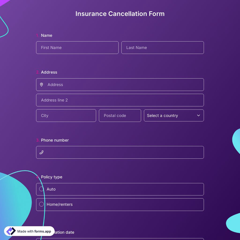 Insurance Cancellation Form