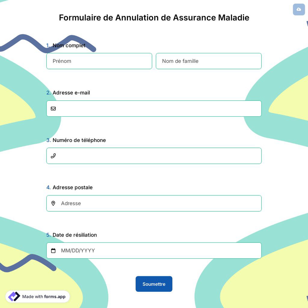 Formulaire de Annulation de Assurance Maladie