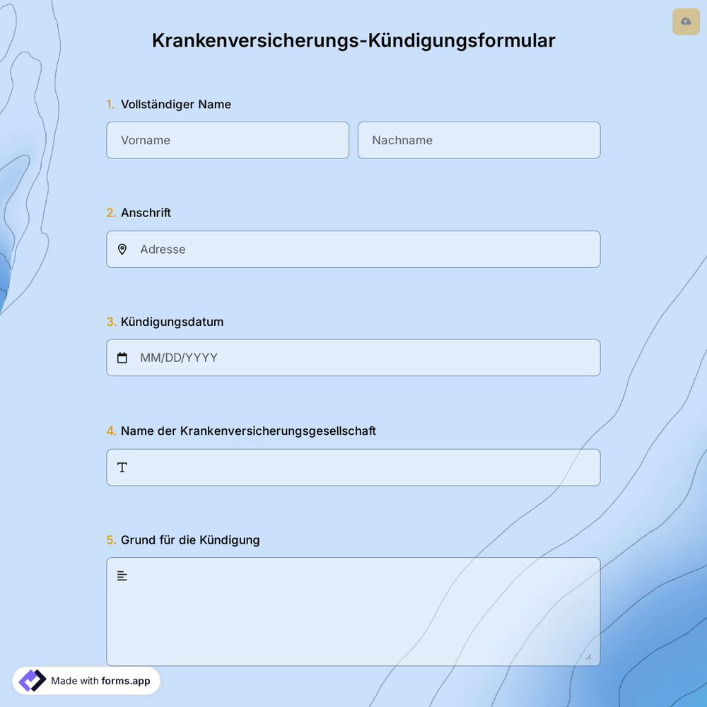 Krankenversicherungs-Kündigungsformular