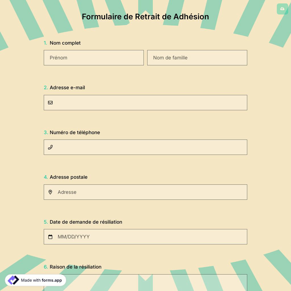 Formulaire de Retrait de Adhésion