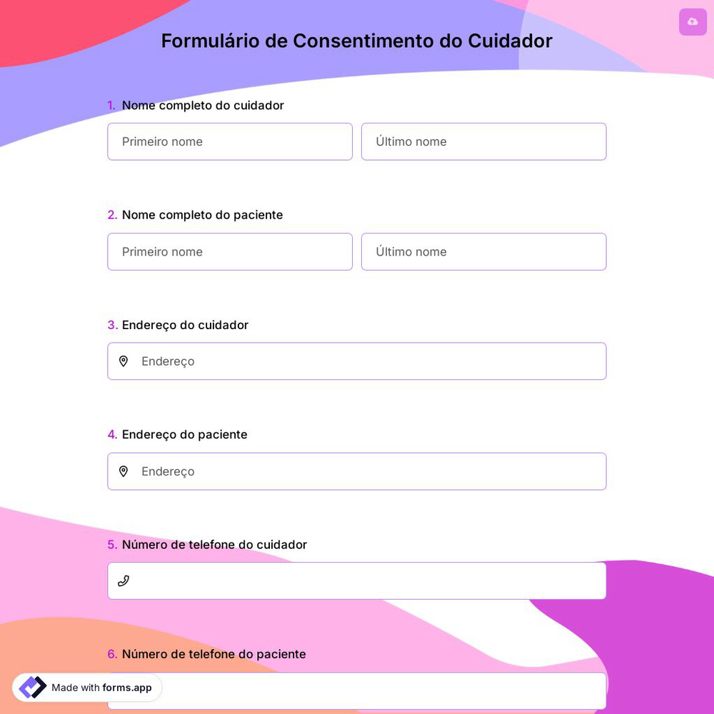 Formulário de Consentimento do Cuidador