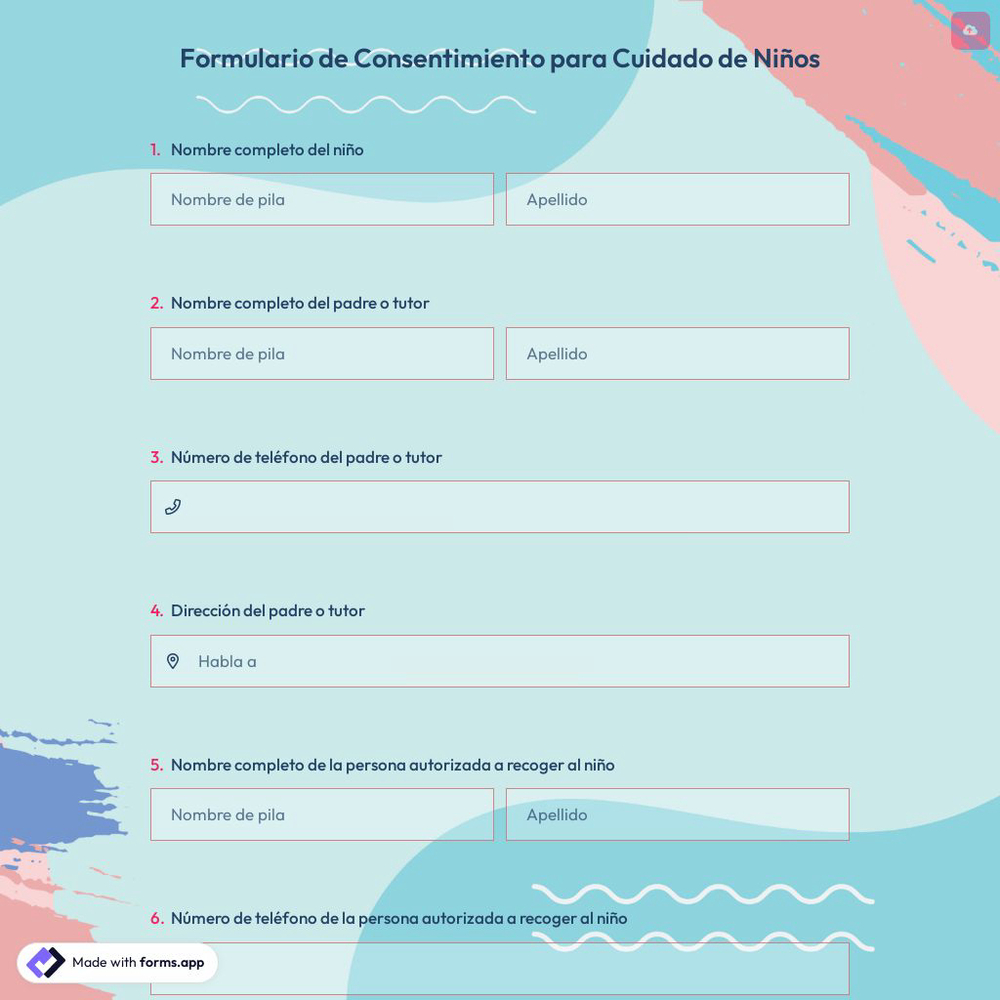 Formulario de Consentimiento para Cuidado de Niños