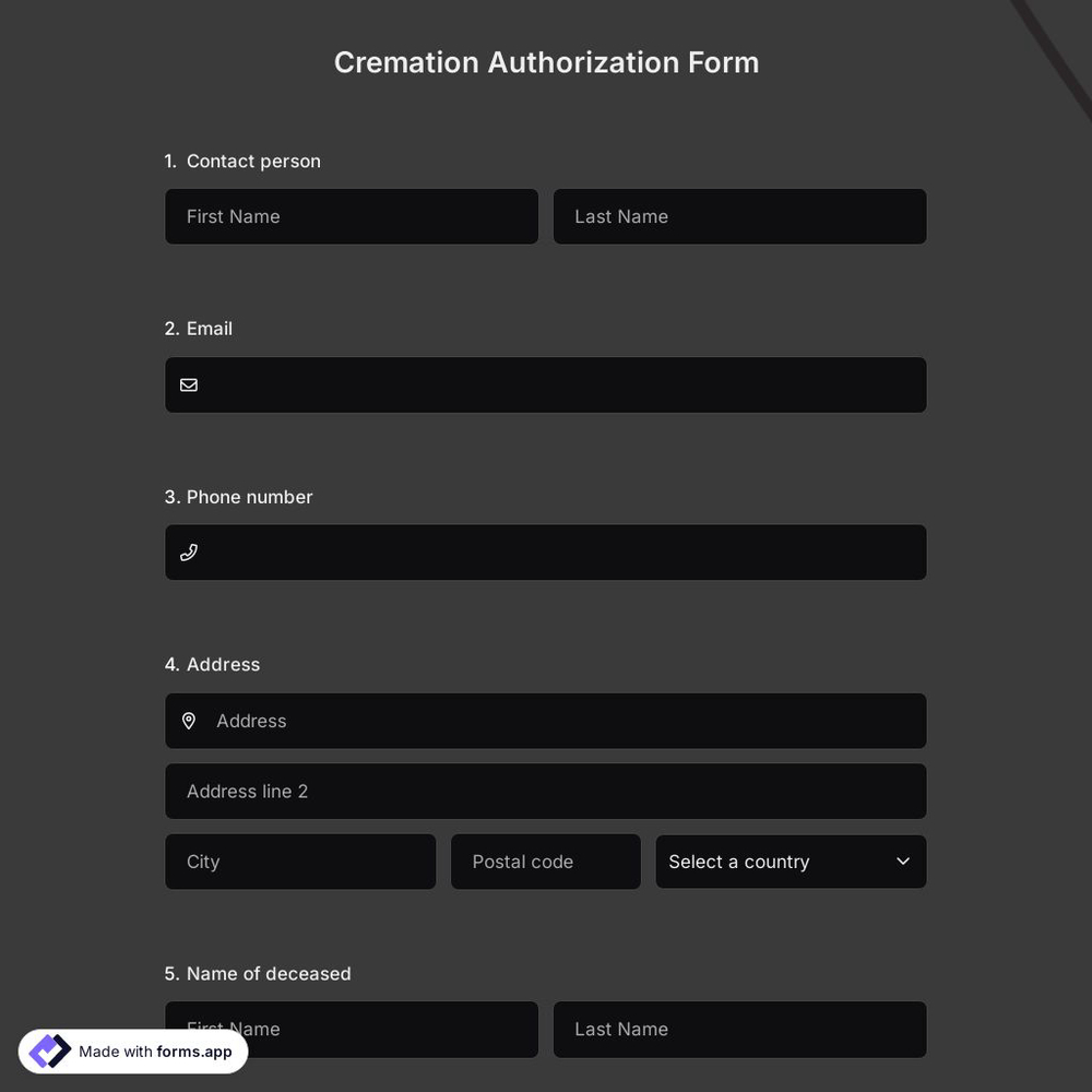 Cremation Authorization Form