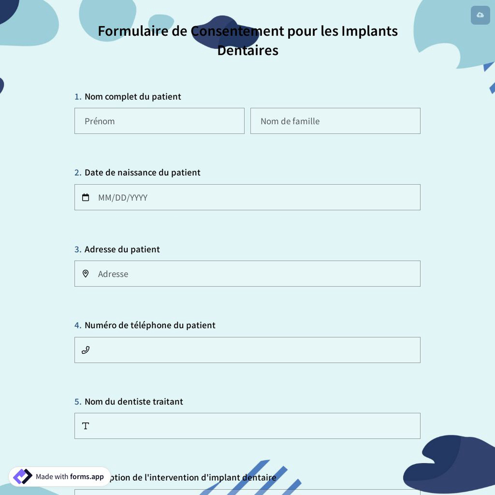 Formulaire de Consentement pour les Implants Dentaires