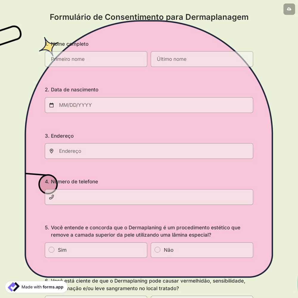 Formulário de Consentimento para Dermaplanagem