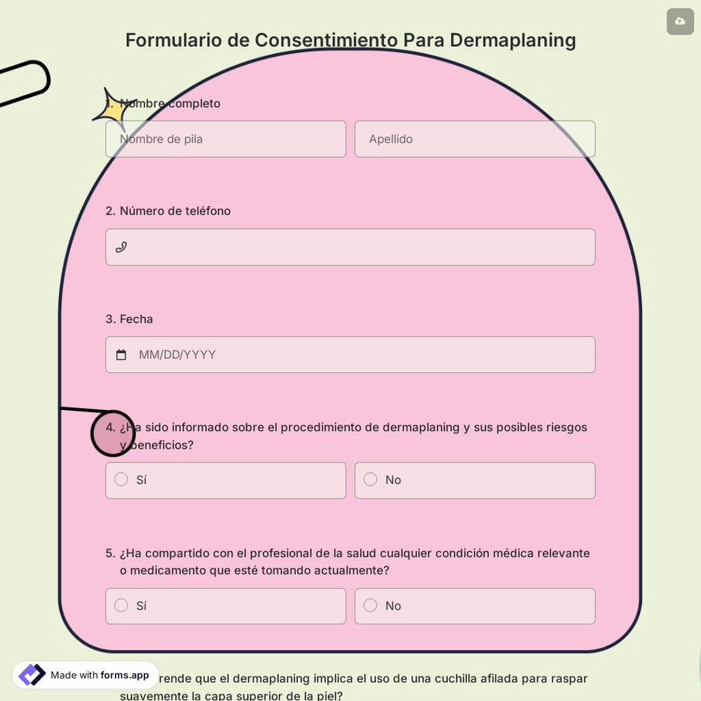 Formulario De Consentimiento Para Dermaplaning