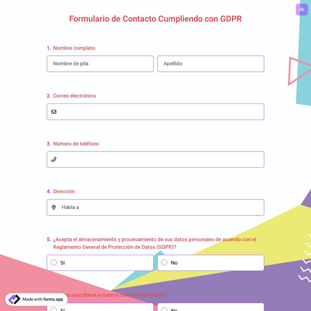 Formulario de Contacto Cumpliendo con GDPR