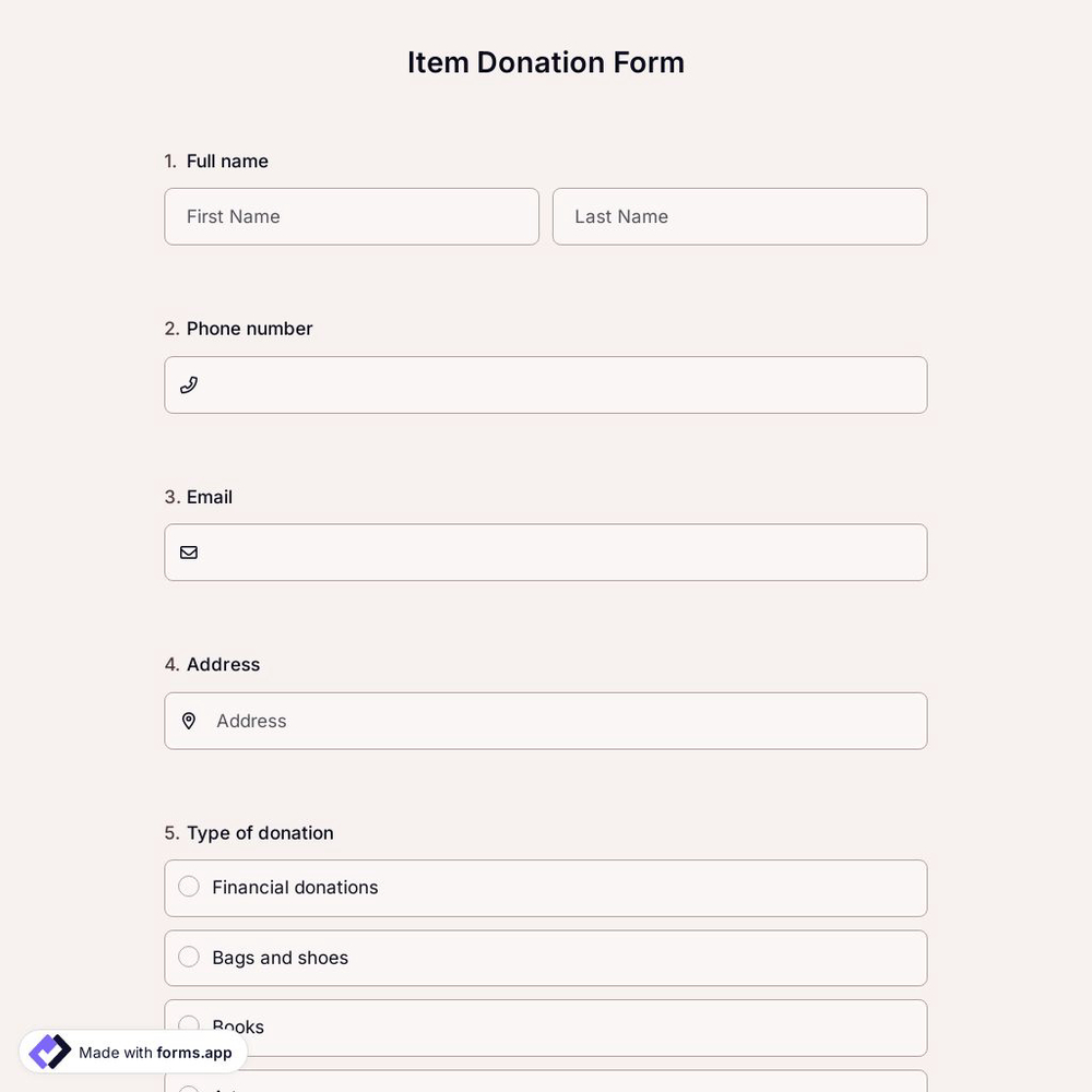 Item Donation Form