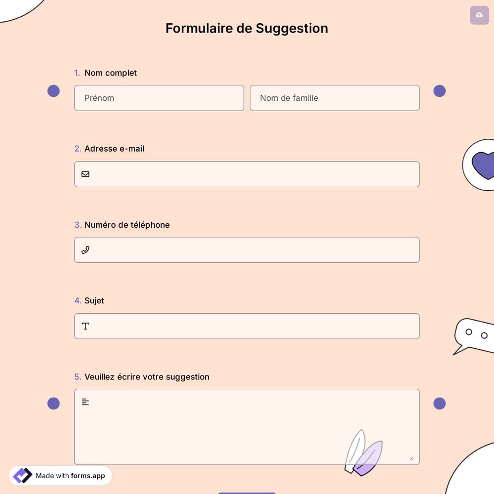 Formulaire de Suggestion