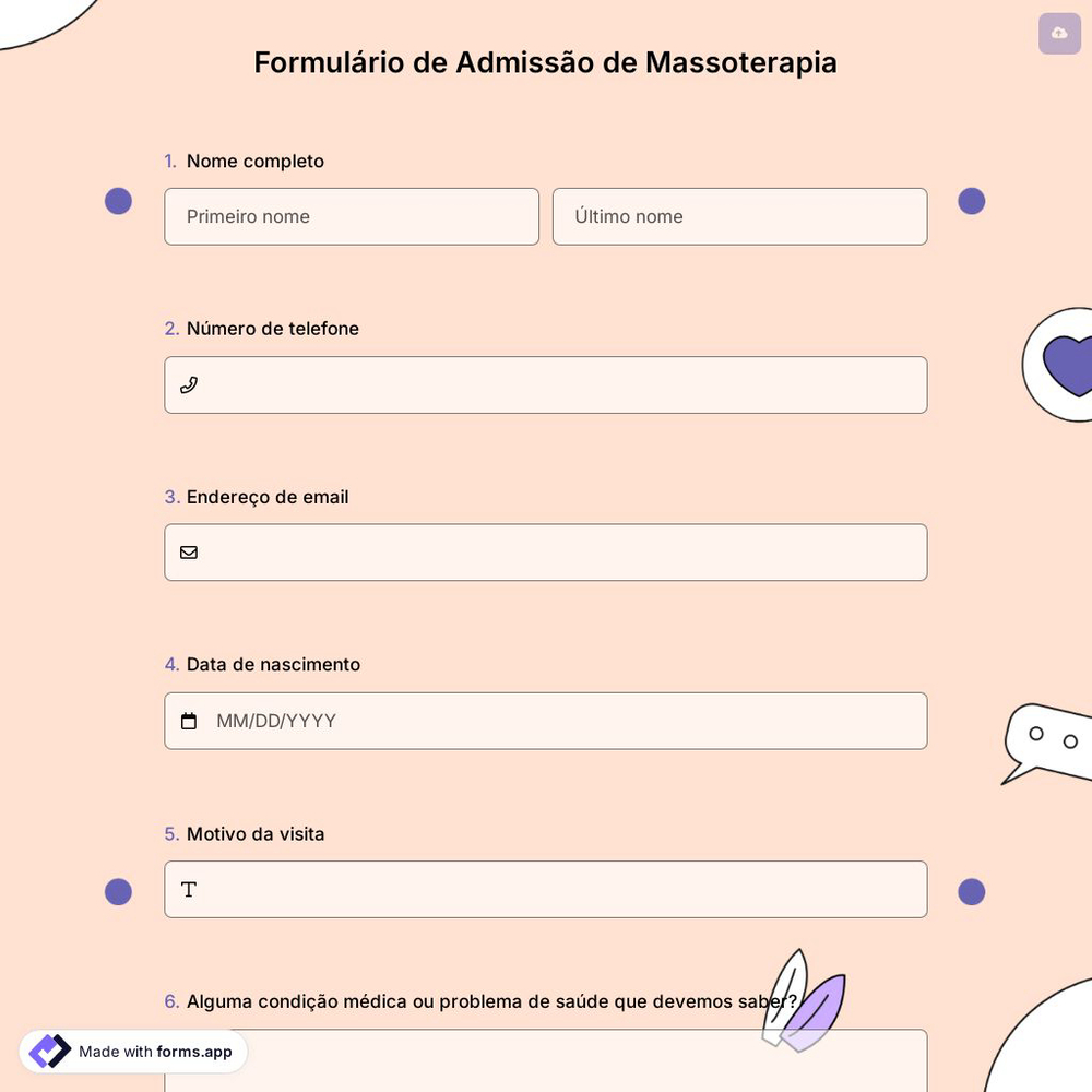 Formulário de Admissão de Massoterapia