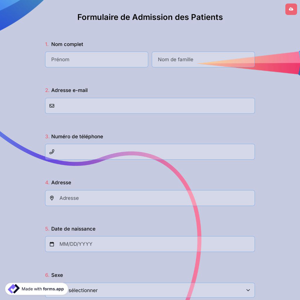 Formulaire de Admission des Patients