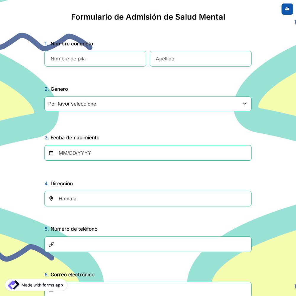 Formulario de Admisión de Salud Mental