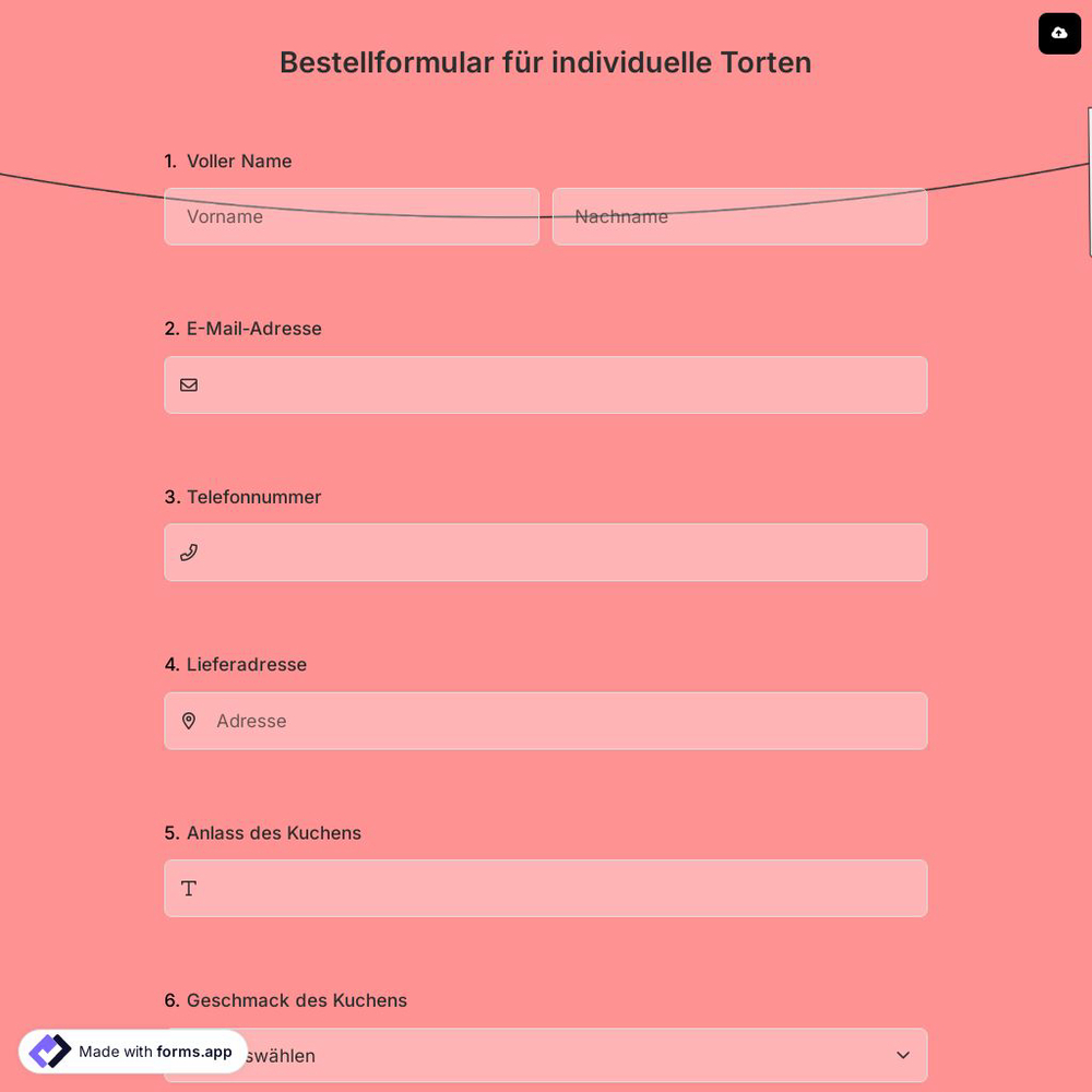 Bestellformular für individuelle Torten