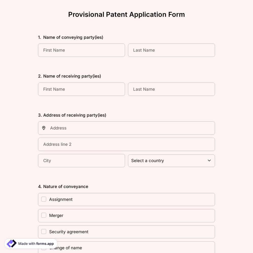 Provisional Patent Application Form