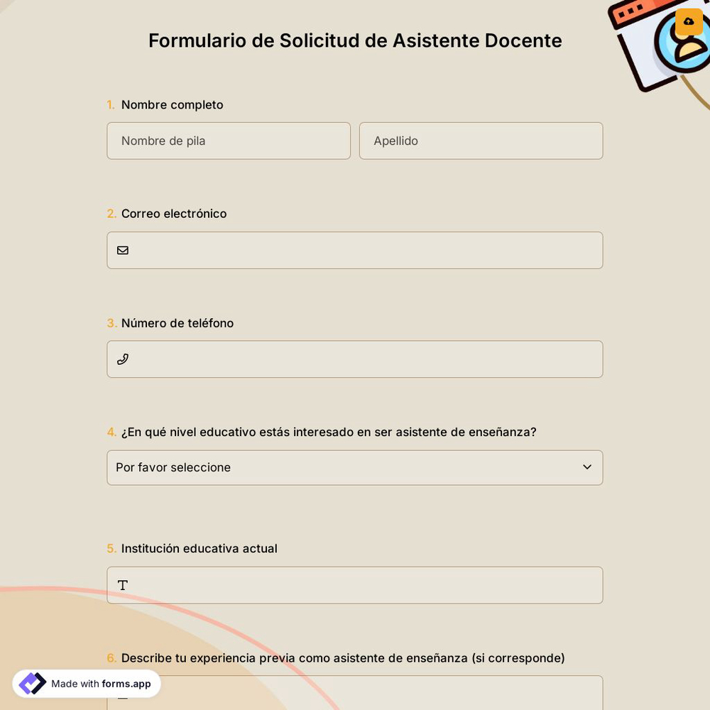 Formulario de Solicitud de Asistente Docente