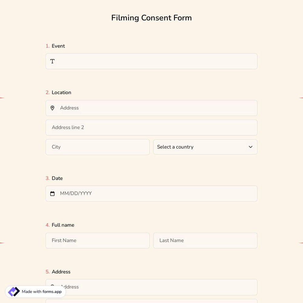 Filming Consent Form