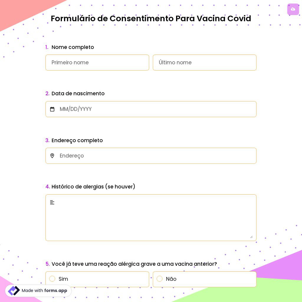 Formulário de Consentimento Para Vacina Covid
