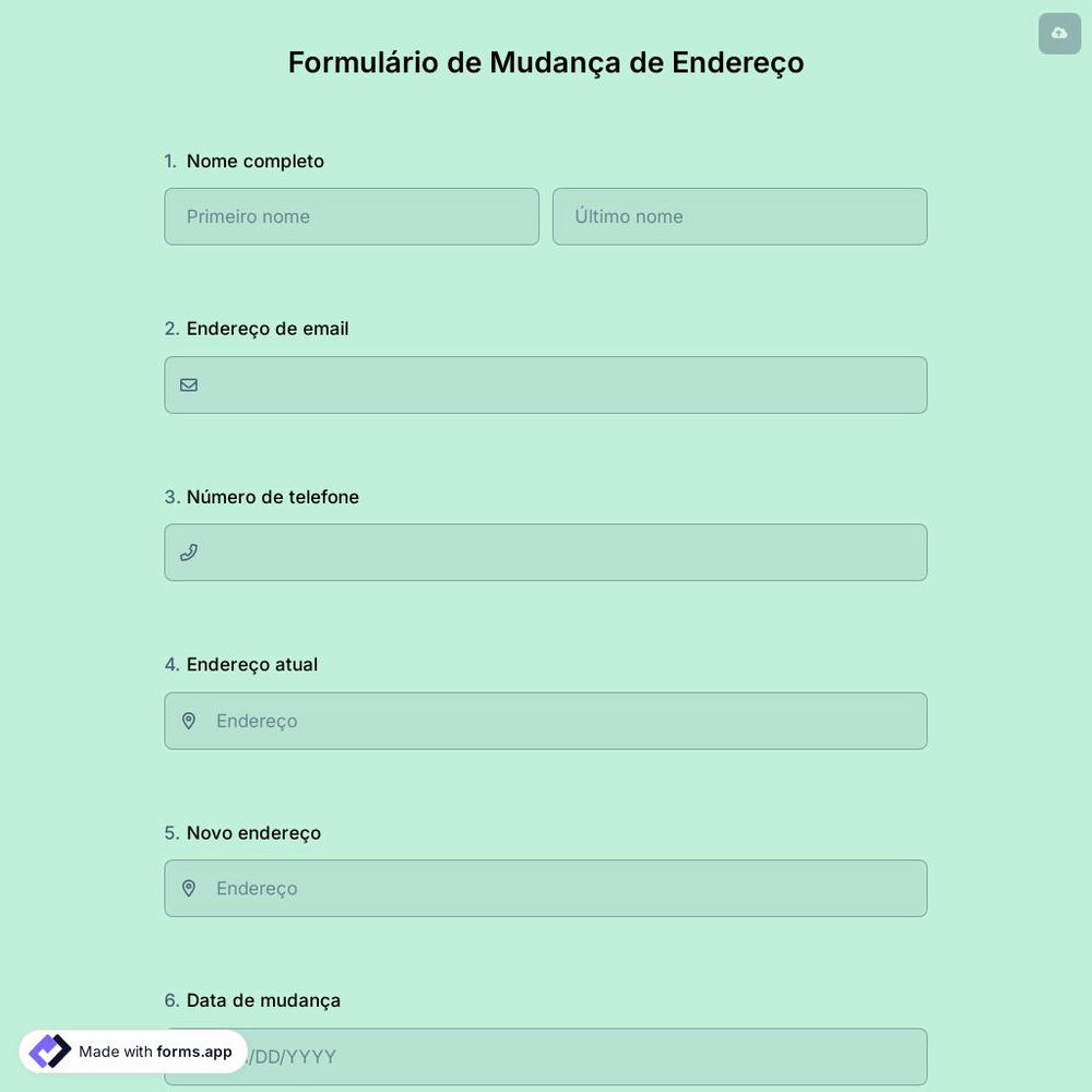 Formulário de Mudança de Endereço