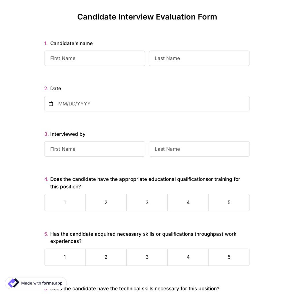 Candidate Interview Evaluation Form