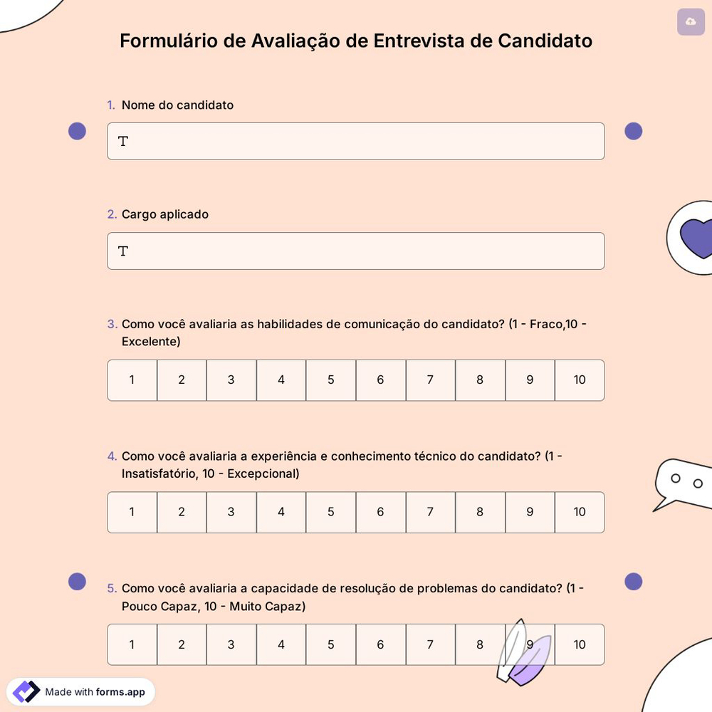 Formulário de Avaliação de Entrevista de Candidato