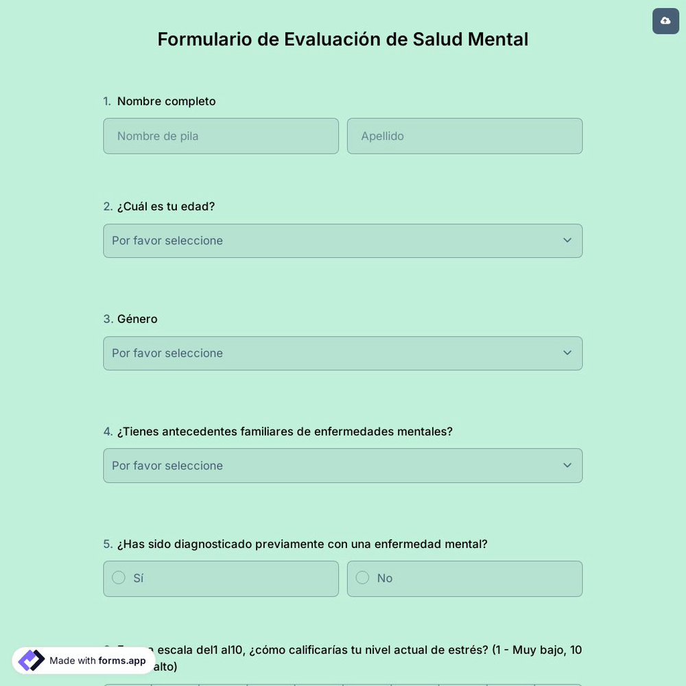 Formulario de Evaluación de Salud Mental
