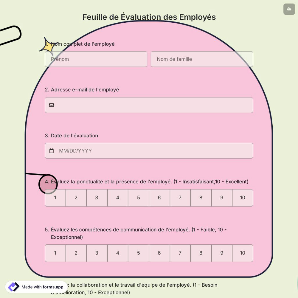 Feuille de Évaluation des Employés