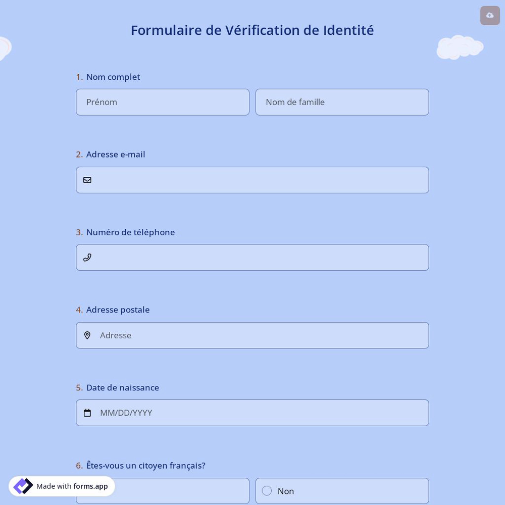 Formulaire de Vérification de Identité