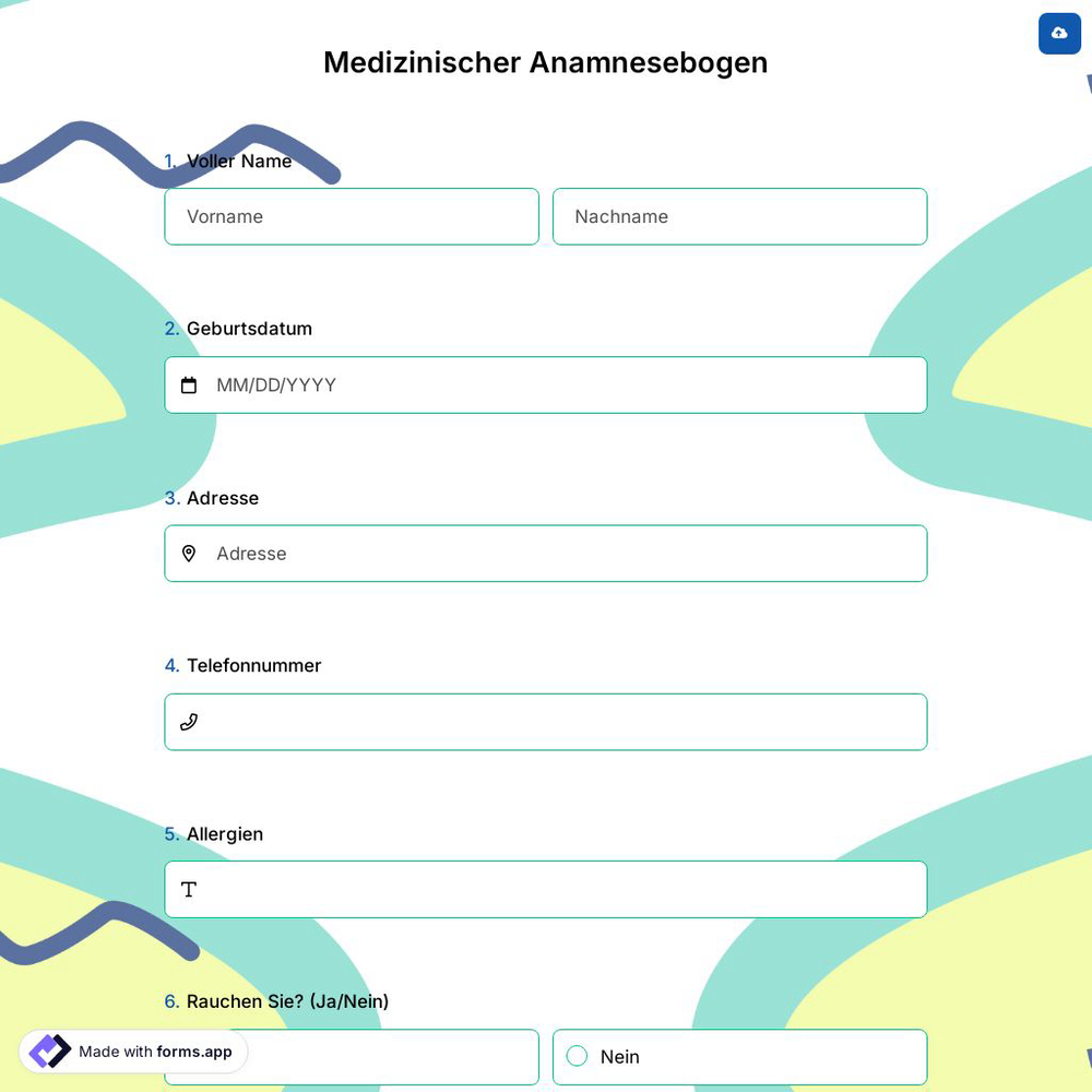 Medizinischer Anamnesebogen