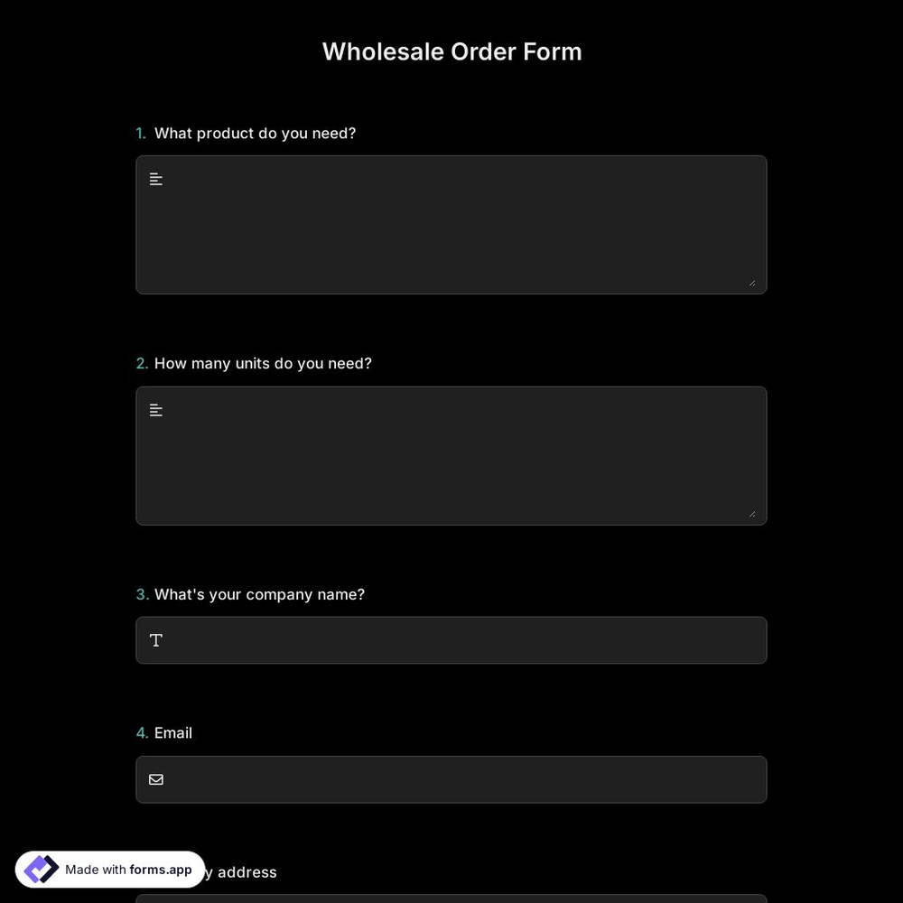Wholesale Order Form