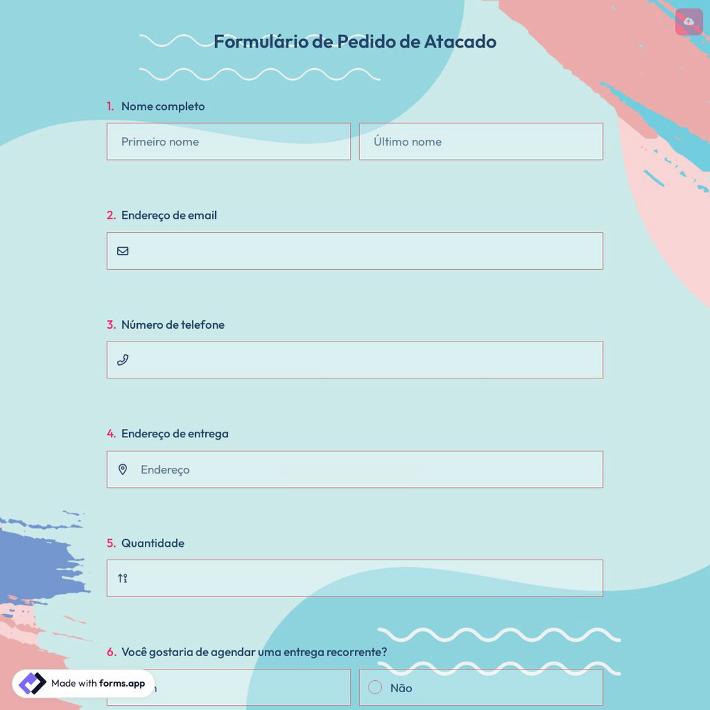 Formulário de Pedido de Atacado