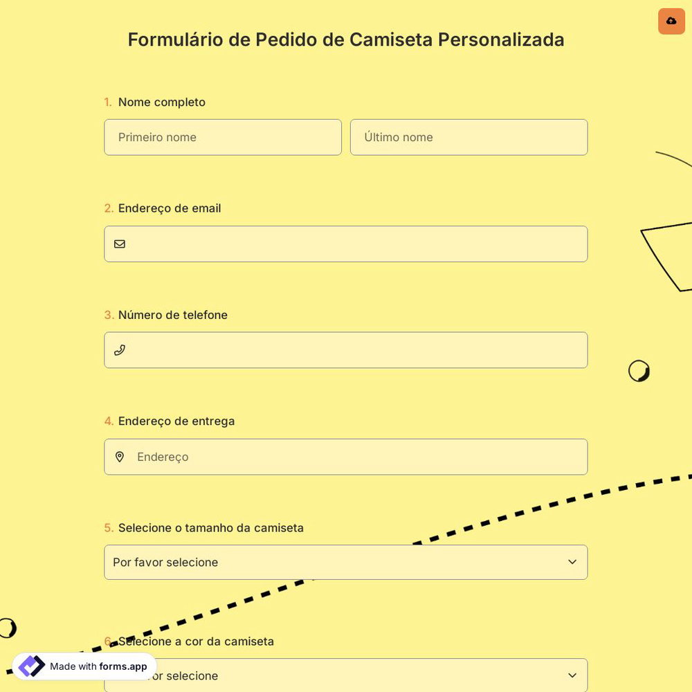 Formulário de Pedido de Camiseta Personalizada