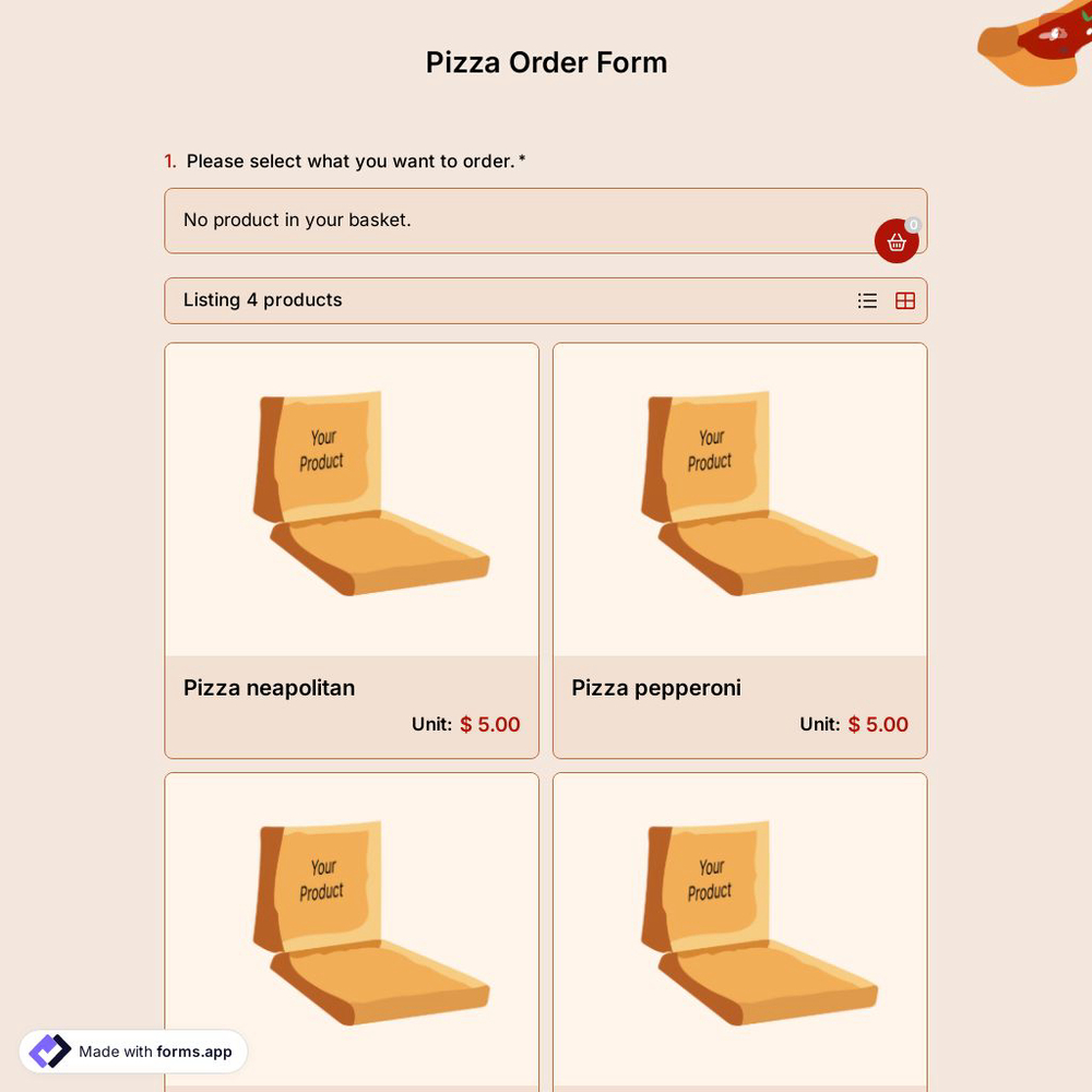 Pizza Order Form