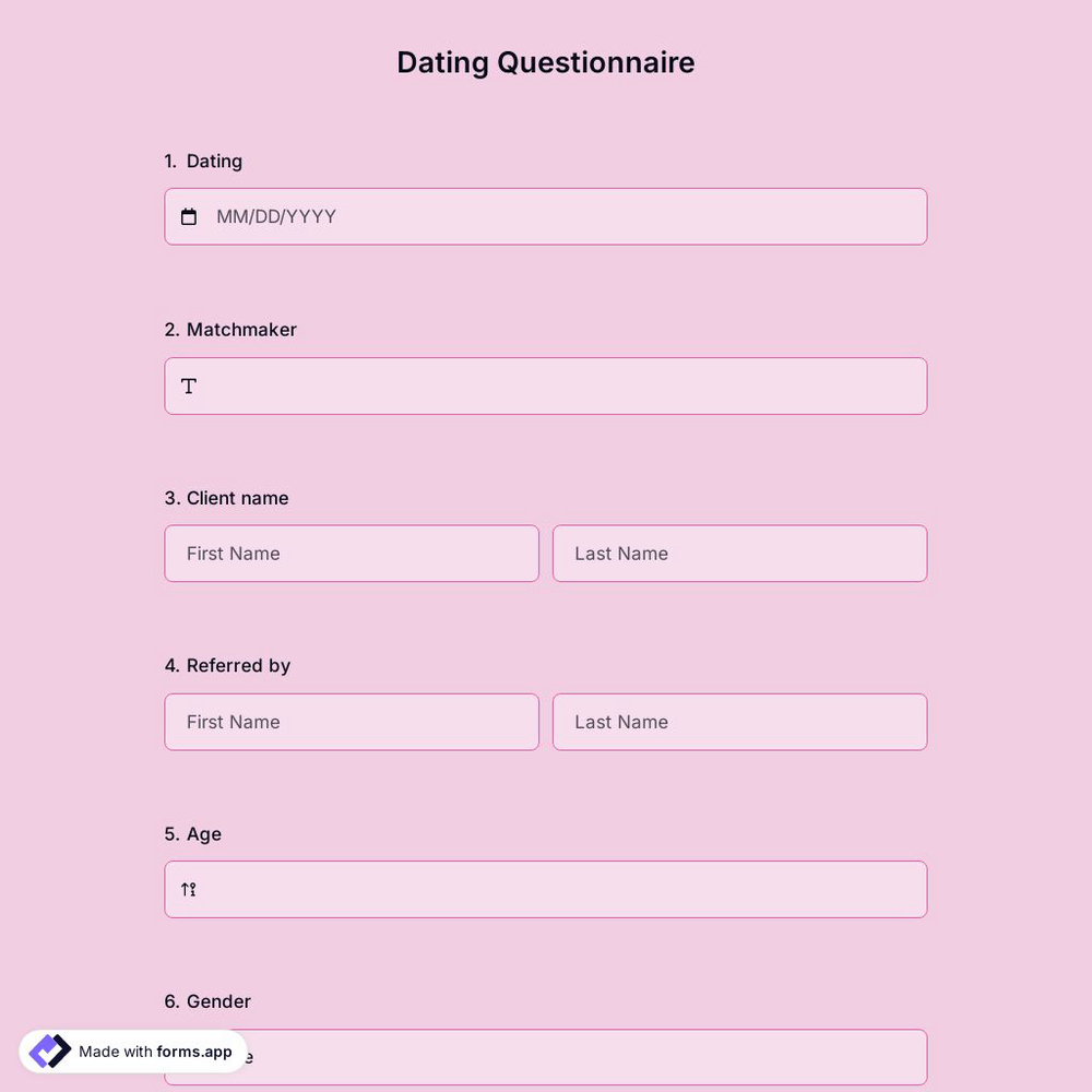 Dating Questionnaire