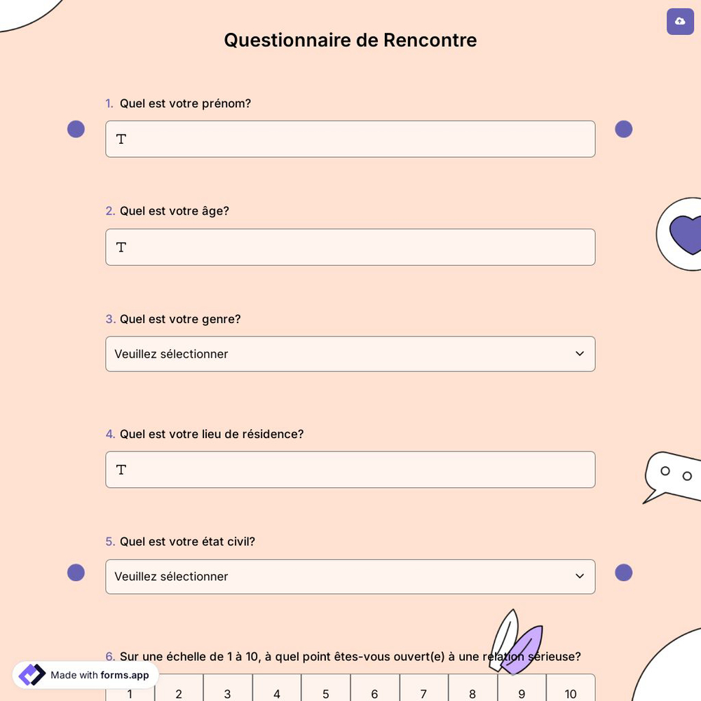 Questionnaire de Rencontre
