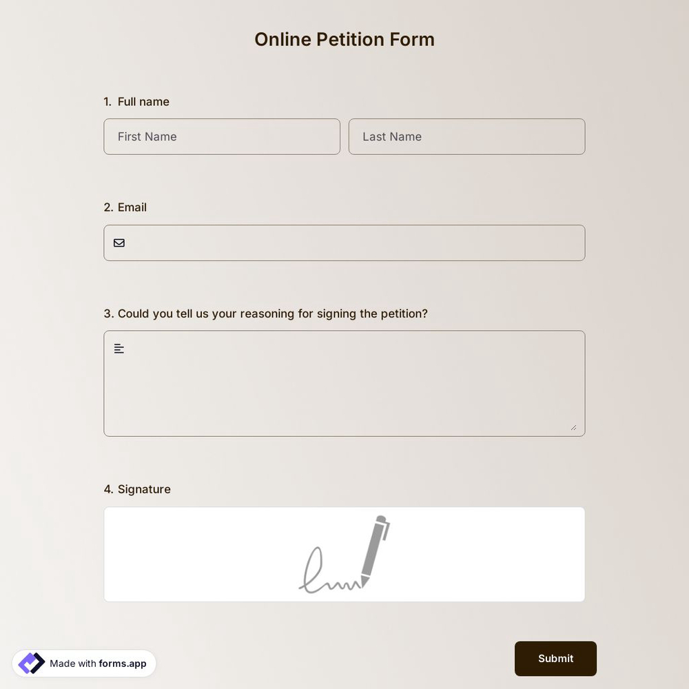 Online Petition Form