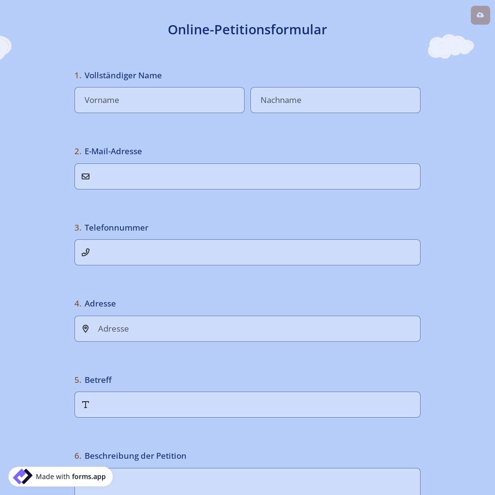 Online-Petitionsformular